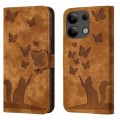 For Xiaomi Redmi Note 13 4G Butterfly Cat Embossing Flip Leather Phone Case(Brown)