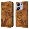 For Xiaomi Redmi Note 13 Pro 4G Butterfly Cat Embossing Flip Leather Phone Case(Brown)