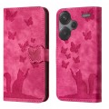 For Xiaomi Redmi Note 13 Pro+ 5G Butterfly Cat Embossing Flip Leather Phone Case(Pink)