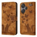 For Xiaomi Redmi Note 13 Pro+ 5G Butterfly Cat Embossing Flip Leather Phone Case(Brown)