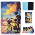 For Samsung Galaxy Tab A9+ Colored Drawing Smart Leather Tablet Case(Cycling Boy)