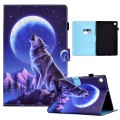 For Samsung Galaxy Tab A9 Colored Drawing Smart Leather Tablet Case(Night Wolf)