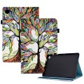 For Samsung Galaxy Tab A9 Colored Drawing Stitching Elastic Band Leather Smart Tablet Case(Life Tree