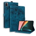 For Xiaomi Pad 5 / 5 Pro Cartoon Sakura Cat Embossed Leather Tablet Case(Blue)