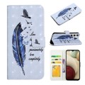 For Samsung Galaxy A24 4G Oil Embossed 3D Drawing Leather Phone Case(Blue Feather)