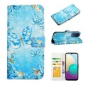 For Samsung Galaxy A04 Core Oil Embossed 3D Drawing Leather Phone Case(Blue Butterflies)