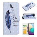 For Samsung Galaxy A04 Core Oil Embossed 3D Drawing Leather Phone Case(Blue Feather)