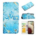 For Samsung Galaxy A34 Oil Embossed 3D Drawing Leather Phone Case(Blue Butterflies)