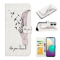 For Samsung Galaxy A04e Oil Embossed 3D Drawing Leather Phone Case(Feather)