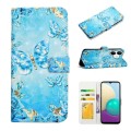 For Samsung Galaxy A04 Oil Embossed 3D Drawing Leather Phone Case(Blue Butterflies)