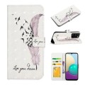 For Samsung Galaxy A41 Oil Embossed 3D Drawing Leather Phone Case(Feather)
