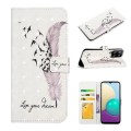 For Samsung Galaxy A22 4G Oil Embossed 3D Drawing Leather Phone Case(Feather)