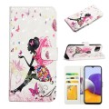 For Samsung Galaxy A22 5G Oil Embossed 3D Drawing Leather Phone Case(Flower Fairy)