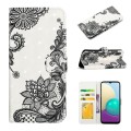 For Samsung Galaxy A02 Oil Embossed 3D Drawing Leather Phone Case(Lace Flower)