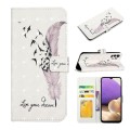 For Samsung Galaxy A32 5G Oil Embossed 3D Drawing Leather Phone Case(Feather)