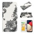For Samsung Galaxy A02s 164mm Oil Embossed 3D Drawing Leather Phone Case(Lace Flower)