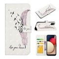 For Samsung Galaxy A02s 164mm Oil Embossed 3D Drawing Leather Phone Case(Feather)