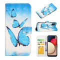 For Samsung Galaxy A02s EU Oil Embossed 3D Drawing Leather Phone Case(3 Butterflies)