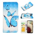 For Samsung Galaxy A12 Oil Embossed 3D Drawing Leather Phone Case(3 Butterflies)
