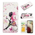 For Samsung Galaxy A12 Oil Embossed 3D Drawing Leather Phone Case(Flower Fairy)