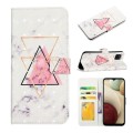 For Samsung Galaxy A12 Oil Embossed 3D Drawing Leather Phone Case(Triangular Marble)