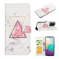 For Samsung Galaxy A21s Oil Embossed 3D Drawing Leather Phone Case(Triangular Marble)