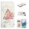 For Samsung Galaxy A71 4G Oil Embossed 3D Drawing Leather Phone Case(Triangular Marble)
