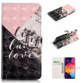 For Samsung Galaxy A20e Oil Embossed 3D Drawing Leather Phone Case(Stitching Marble)