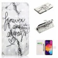 For Samsung Galaxy A20e Oil Embossed 3D Drawing Leather Phone Case(Words Marble)