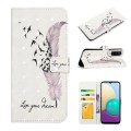 For Samsung Galaxy A50 Oil Embossed 3D Drawing Leather Phone Case(Feather)