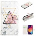 For Samsung Galaxy A70 Oil Embossed 3D Drawing Leather Phone Case(Triangular Marble)