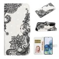 For Samsung Galaxy S20 Oil Embossed 3D Drawing Leather Phone Case(Lace Flower)