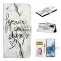 For Samsung Galaxy S20 Oil Embossed 3D Drawing Leather Phone Case(Words Marble)