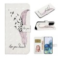 For Samsung Galaxy S20 Oil Embossed 3D Drawing Leather Phone Case(Feather)