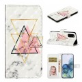 For Samsung Galaxy S20+ Oil Embossed 3D Drawing Leather Phone Case(Triangular Marble)