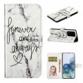 For Samsung Galaxy S20 Ultra Oil Embossed 3D Drawing Leather Phone Case(Words Marble)
