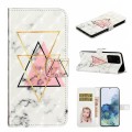For Samsung Galaxy S20 Ultra Oil Embossed 3D Drawing Leather Phone Case(Triangular Marble)