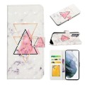 For Samsung Galaxy S21+ 5G Oil Embossed 3D Drawing Leather Phone Case(Triangular Marble)