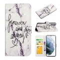 For Samsung Galaxy S21 FE 5G Oil Embossed 3D Drawing Leather Phone Case(Words Marble)