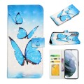 For Samsung Galaxy S22+ 5G Oil Embossed 3D Drawing Leather Phone Case(3 Butterflies)