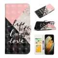 For Samsung Galaxy S22 Ultra 5G Oil Embossed 3D Drawing Leather Phone Case(Stitching Marble)