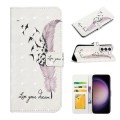 For Samsung Galaxy S23+ 5G Oil Embossed 3D Drawing Leather Phone Case(Feather)