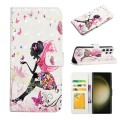 For Samsung Galaxy S23 Ultra 5G Oil Embossed 3D Drawing Leather Phone Case(Flower Fairy)