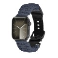 For Apple Watch SE 2023 44mm Paracord Plain Braided Webbing Buckle Watch Band(Grey)