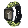 For Apple Watch SE 2023 44mm Paracord Plain Braided Webbing Buckle Watch Band(Black Yellow)