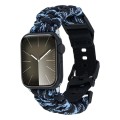 For Apple Watch SE 2023 44mm Paracord Plain Braided Webbing Buckle Watch Band(Black Blue)
