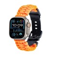 For Apple Watch Ultra 2 49mm Paracord Plain Braided Webbing Buckle Watch Band(Orange)