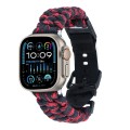 For Apple Watch Ultra 2 49mm Paracord Plain Braided Webbing Buckle Watch Band(Black Red)