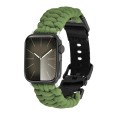 For Apple Watch Series 9 45mm Paracord Plain Braided Webbing Buckle Watch Band(Army Green)