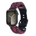 For Apple Watch Series 9 45mm Paracord Plain Braided Webbing Buckle Watch Band(Black Red)
